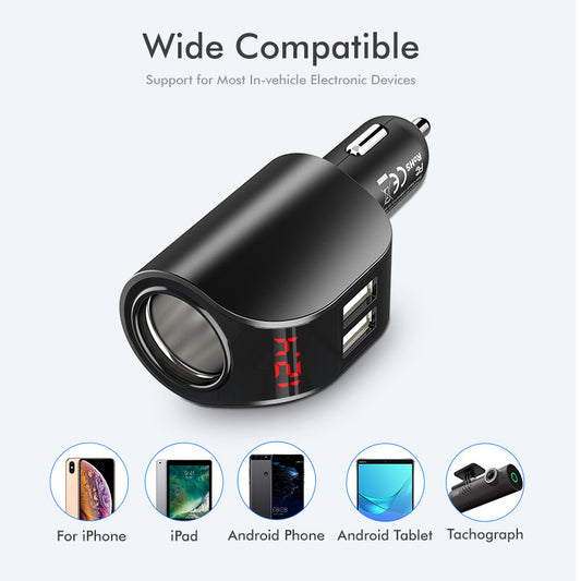 One For Two Cigarette Lighter Dual USB For Apple Car Charger