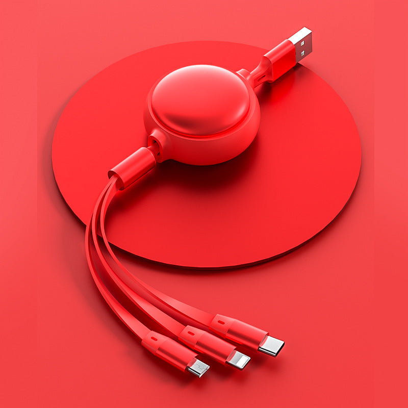 3-in-1 Retractable 2.4A Charging Cable- USB-C, Lightning & Micro USB