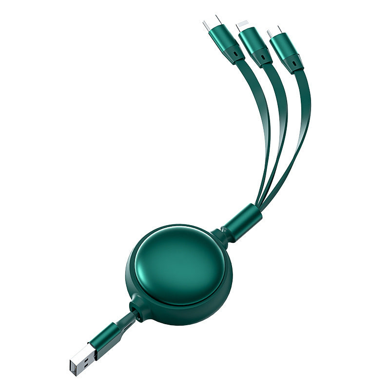 3-in-1 Retractable 2.4A Charging Cable- USB-C, Lightning & Micro USB