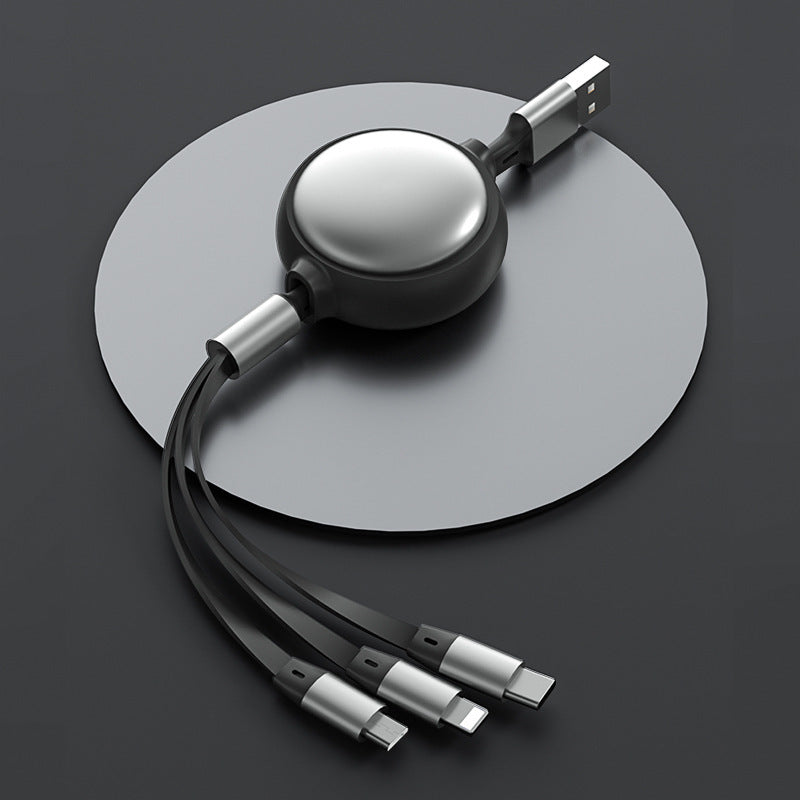 3-in-1 Retractable 2.4A Charging Cable- USB-C, Lightning & Micro USB