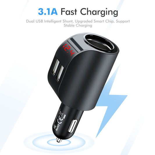 One For Two Cigarette Lighter Dual USB For Apple Car Charger
