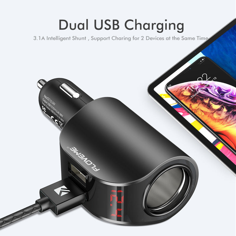 One For Two Cigarette Lighter Dual USB For Apple Car Charger