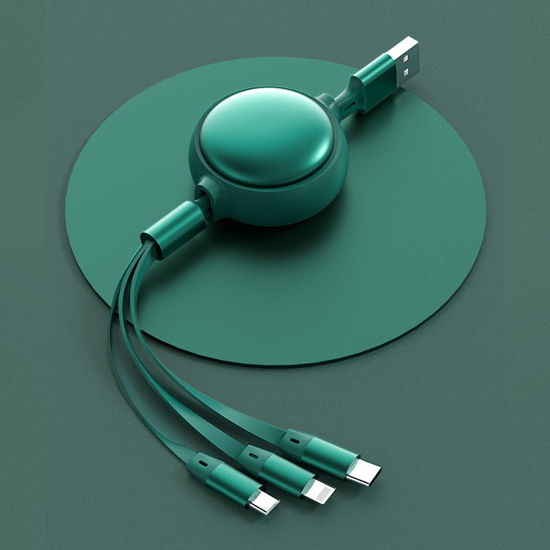 3-in-1 Retractable 2.4A Charging Cable- USB-C, Lightning & Micro USB