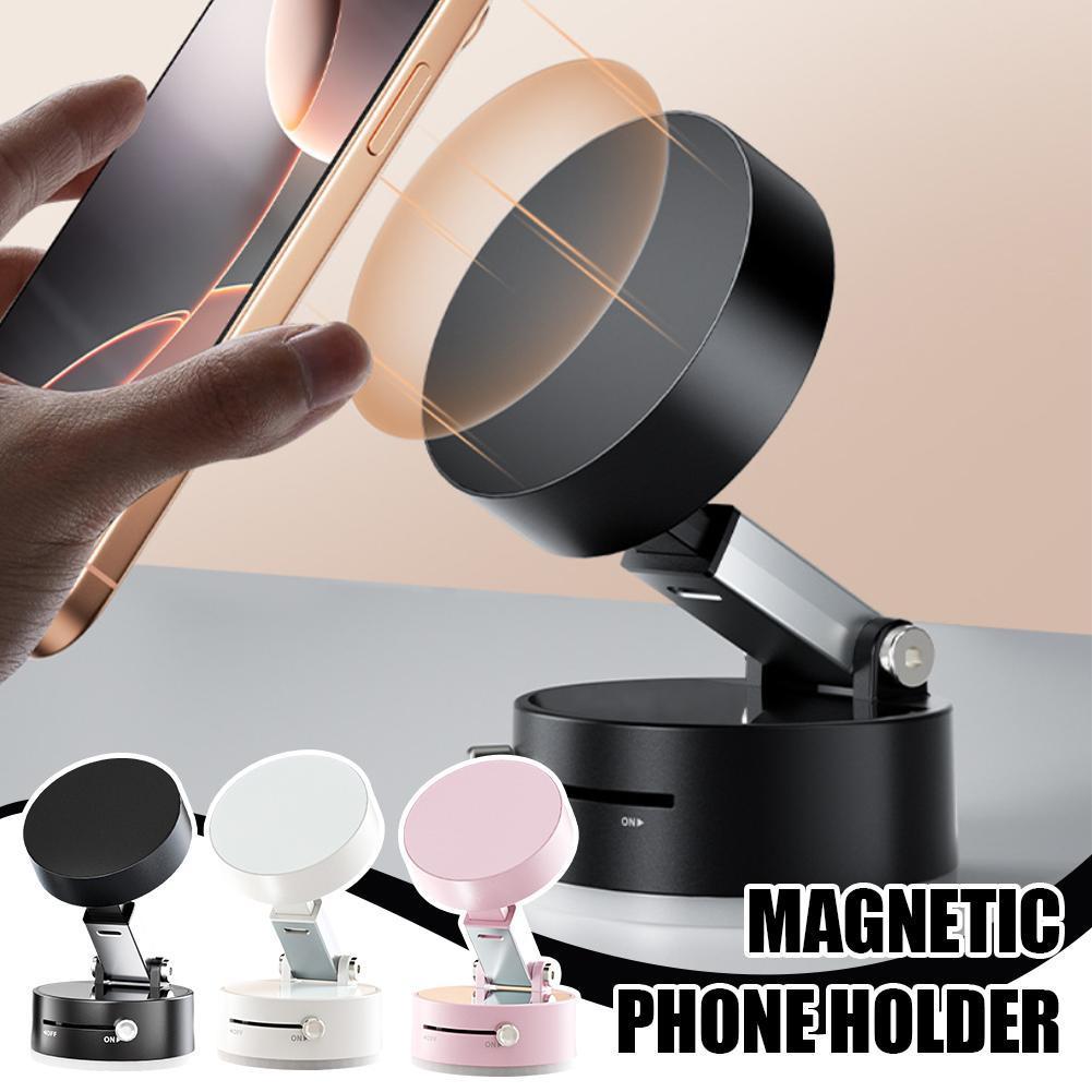 Vacuum Magnetic Phone Holder for Car, Foldable & Adjustable