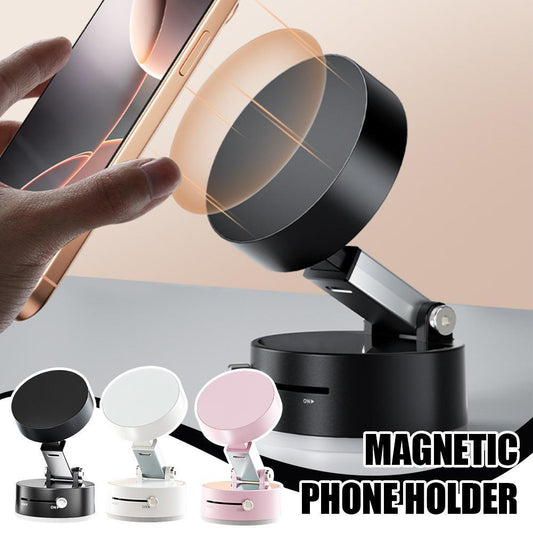 Vacuum Magnetic Phone Holder for Car, Foldable & Adjustable