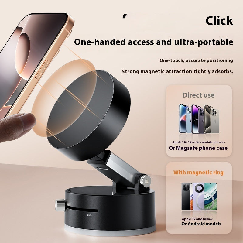 Vacuum Magnetic Phone Holder for Car, Foldable & Adjustable
